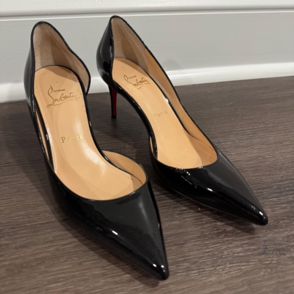 Christian Louboutin Iriza 85mm Black Patent Heels, sz 37 - Picture 3 of 10